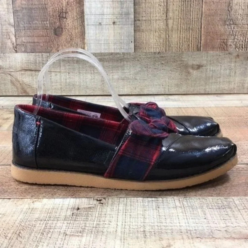 Toms‎ Black Plaid Alpargata Bow Dress Shoes